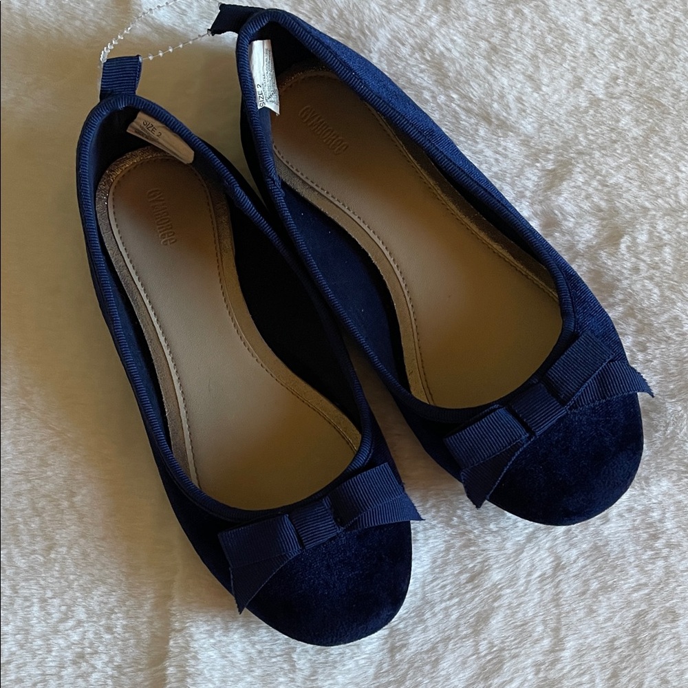 Gymboree Dark Blue Velvet Flats with Bow SZ 2